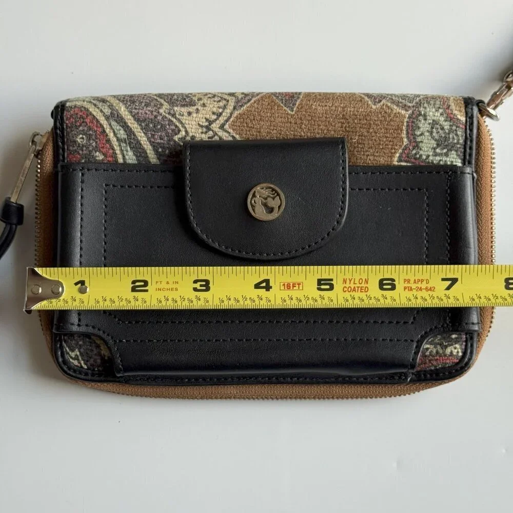 Spartina Black and Brown Women's Wristlet Wallet Cellphone Pocket